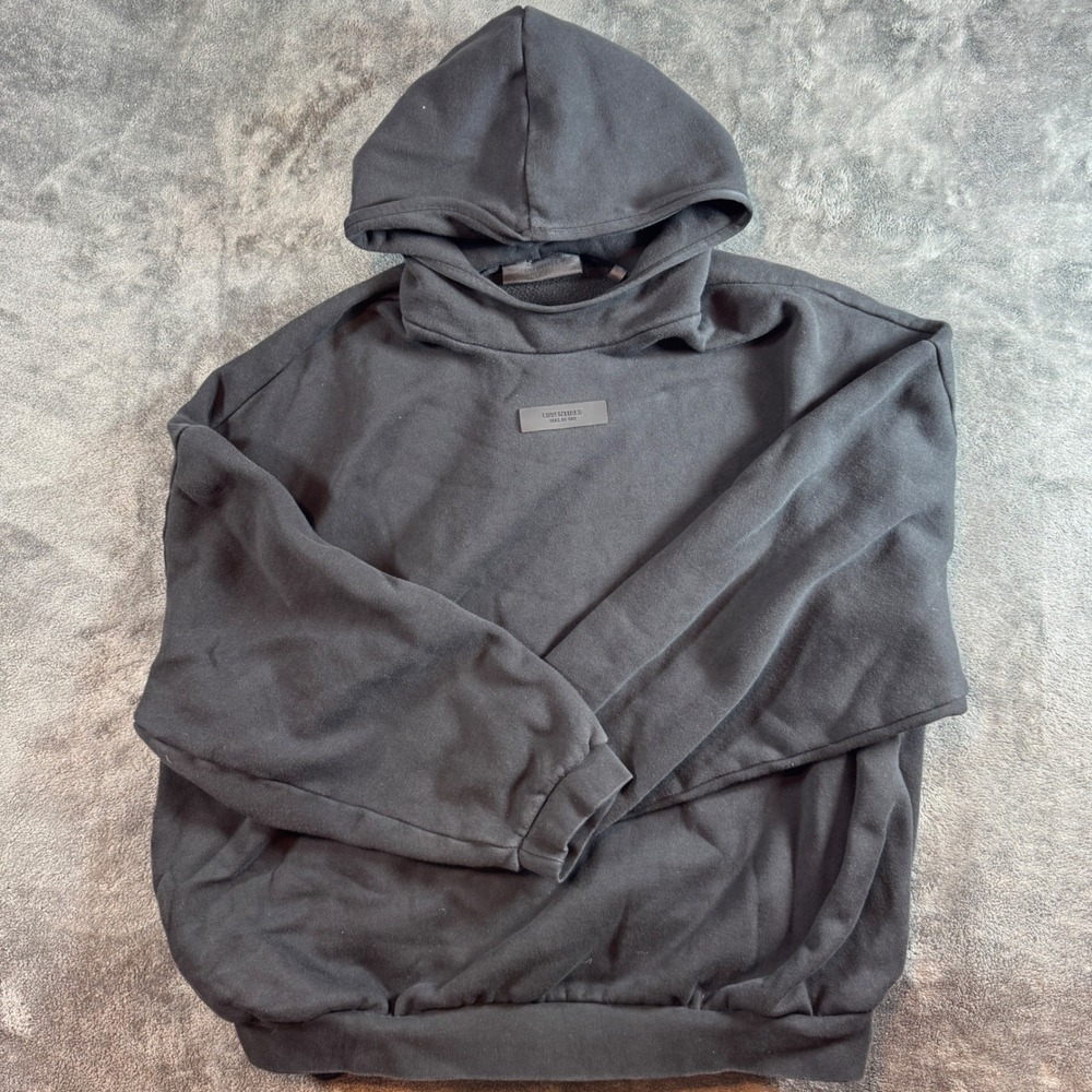 Fear of God Essentials Hoodie Black Oversized Pullover Sweatshirt Mens XL